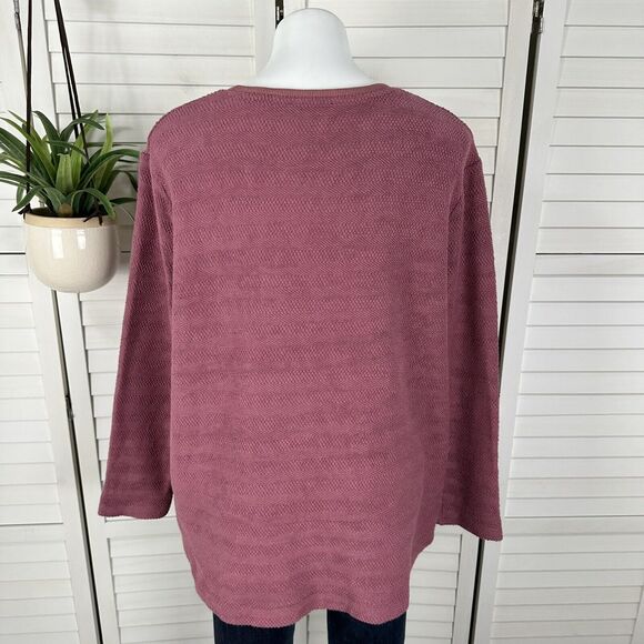 WoolOvers Textured Pullover Sweatshirt Top Pink Cotton Long Sleeve Plus Size XXL - Picture 5 of 12
